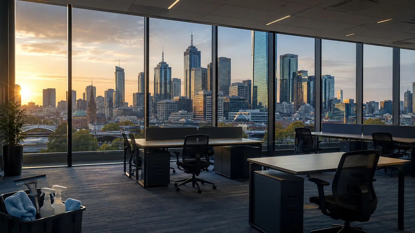 Office window cleaning of internal partition glass after hours