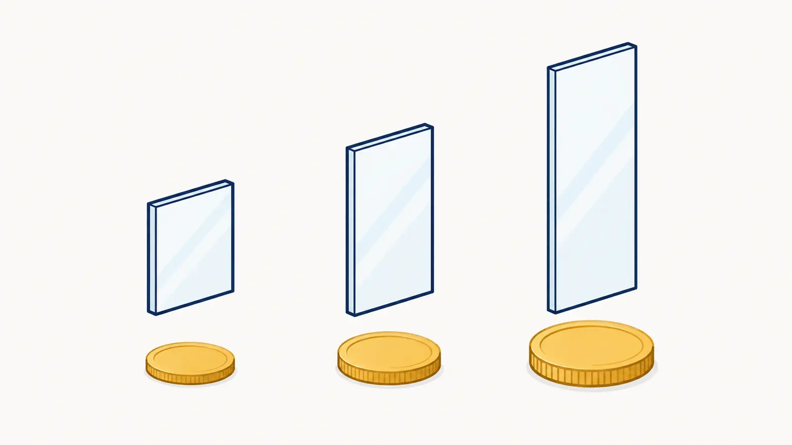 Illustration of glass panels and coins for window cleaning pricing